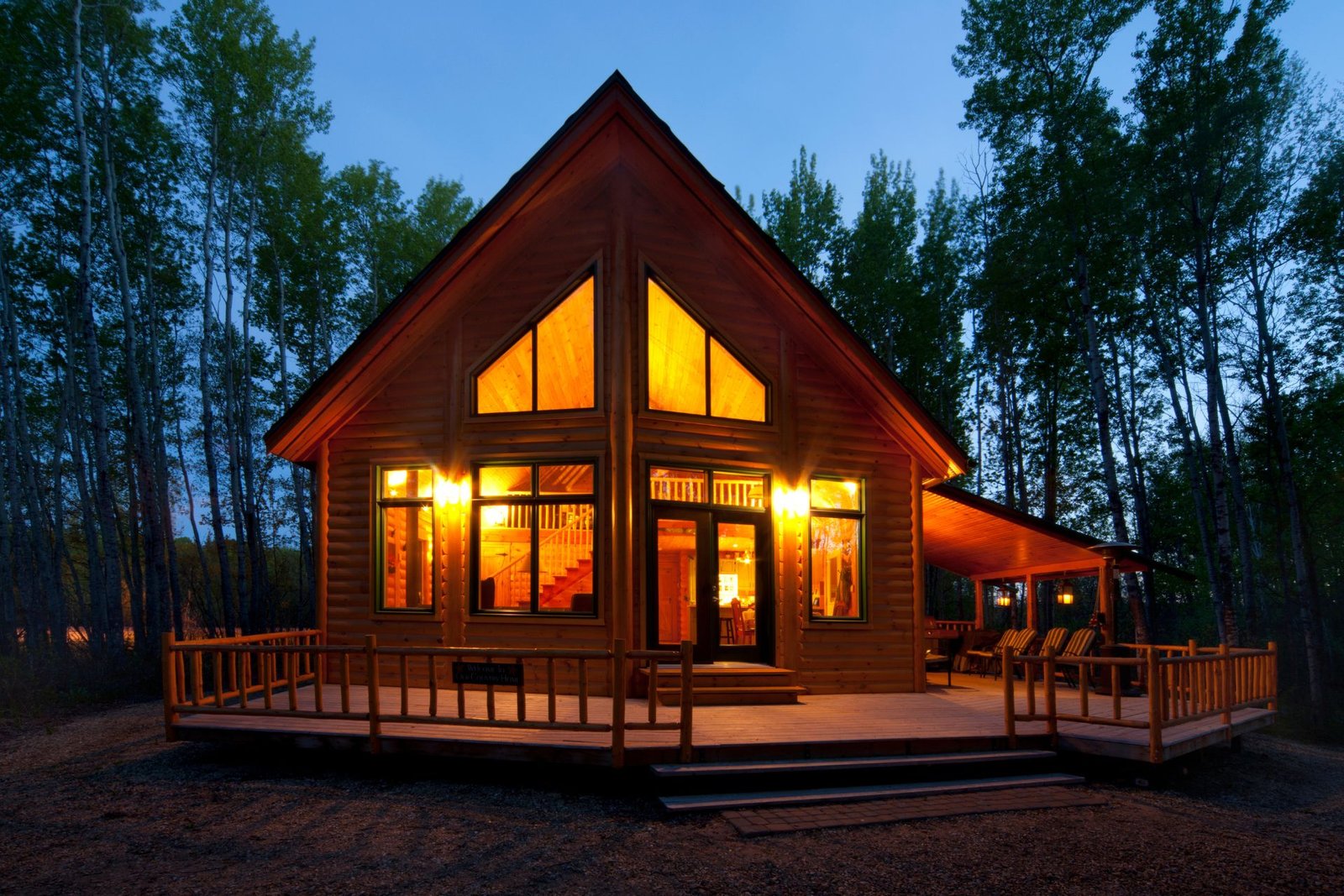 Luxury family cabin in Lake Tahoe at night