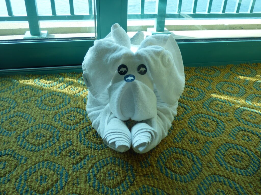 Towel dog made by housekeeping