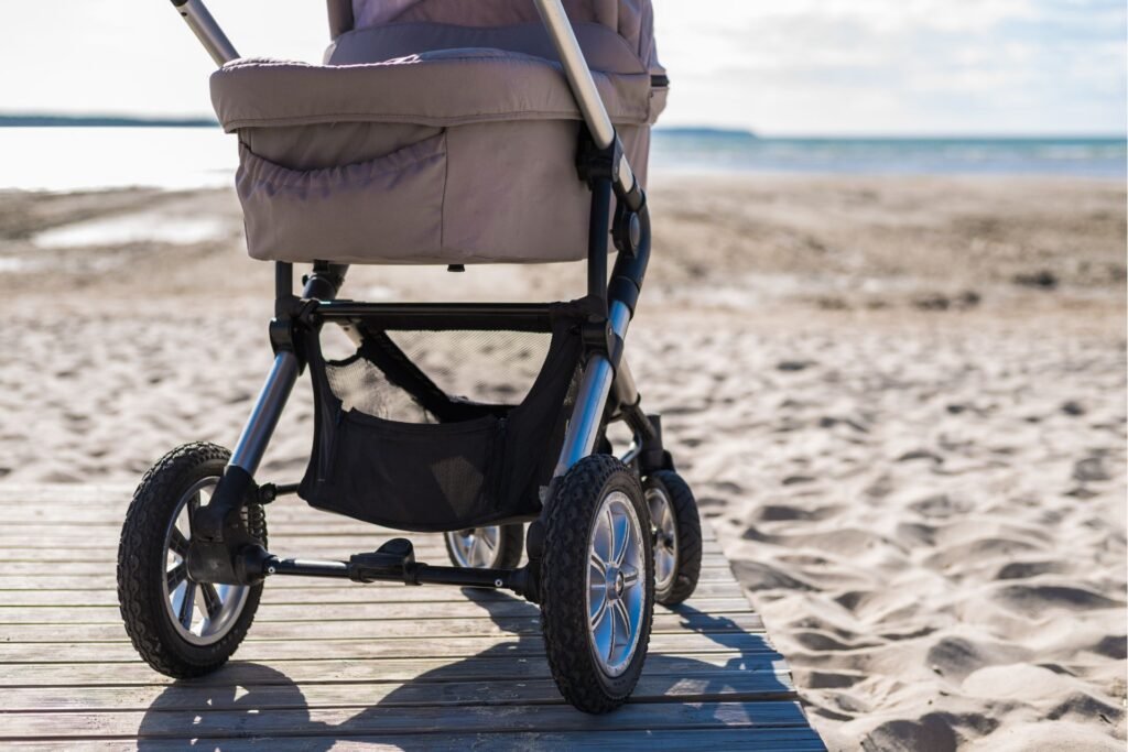 stroller on holiday beach